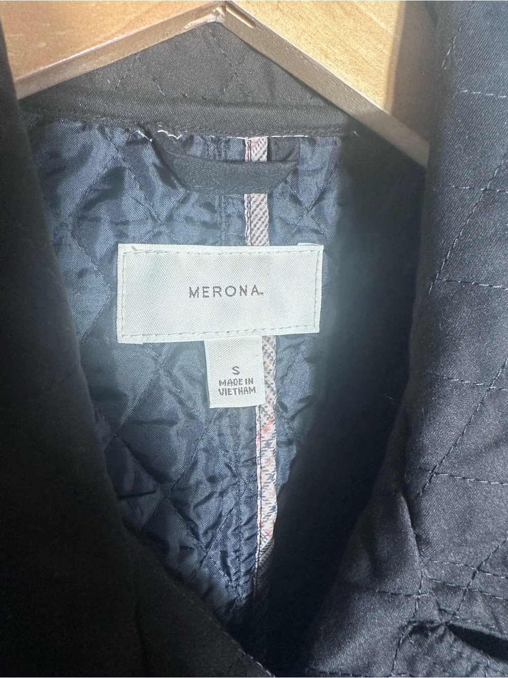 Y2K Merona Quilted Double-Breasted Black Trench Coat - Picture 5 of 6